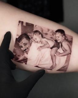 Realism family portrait tattoo by @goldy_z