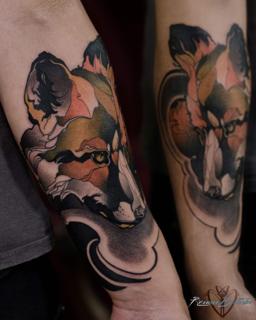 Abstract abstract wolf tattoo by @gotyourbacktattoo