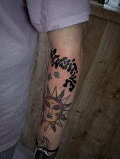 Lettering sensitive lettering tattoo by @hanb.tattoo
