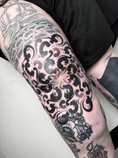 Blackwork ornamental pattern tattoo by @harrisonb_tattoos