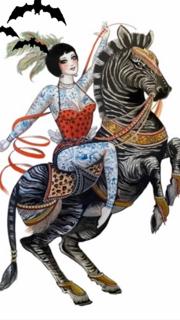 Illustrative circus performer tattoo by @helenbrowntattoo13