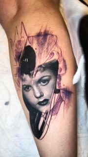 Realism and abstract abstract woman portrait tattoo by @hermit_ttt
