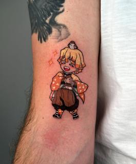 Anime anime character tattoo by @himiko.ink