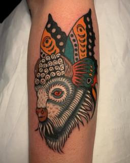 Traditional abstract animal tattoo by @hollyashbytattoo