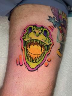 New school dinosaur skull tattoo by @iimmerse