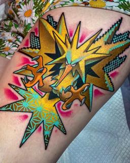 Anime electric bird tattoo by @iimmerse