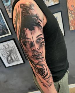 Realism woman portrait tattoo by @jacobbrask88