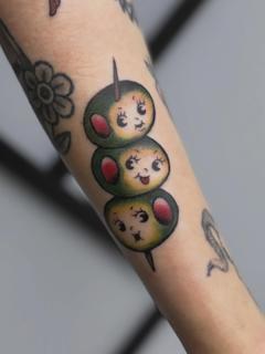 Traditional cute olives tattoo by @jadee.tattoo