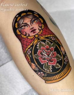 Traditional russian doll tattoo by @jadee.tattoo