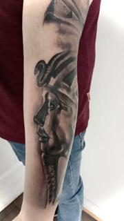 Realism egyptian pharaoh tattoo by @jaimikotattoo