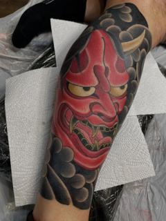 Japanese hannya mask tattoo by @jamesbulltattoo