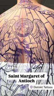 Linework angel with staff tattoo by @jimoddity