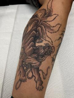 Japanese nine-tailed fox tattoo by @callmenighthawkk