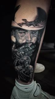 Realism musician portraits tattoo by @jamiegibbonstattoo