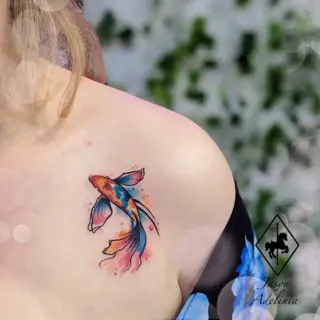 Watercolor colorful fish tattoo by @jason_adelinia