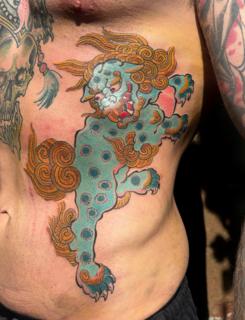 Japanese mythical creature tattoo by @jen_mogg_tattoo