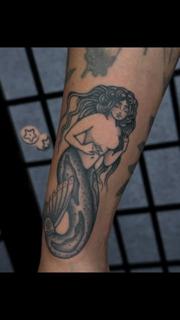 Traditional mermaid tattoo by @jerome_palo