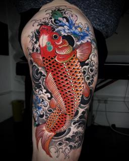 Japanese koi fish tattoo by @jess_martucci