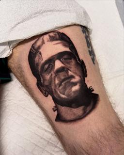 Realism frankenstein portrait tattoo by @jess_dias_tattoos