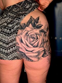 Realism realistic rose tattoo by @jim.tat