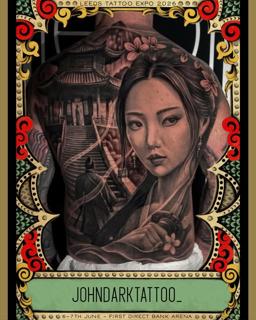 Realism geisha portrait tattoo by @johndarktattoo_