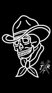 Traditional cowboy skull tattoo by @jonnyransomtattoo