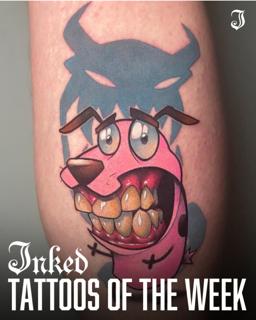 Anime cartoon dog tattoo by @joshpeacock_obe1