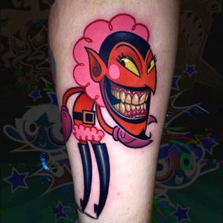Anime cartoon villain tattoo by @joshpeacock_obe1