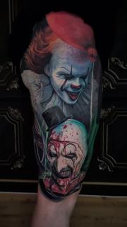 Realism horror clowns tattoo by @jurgismikalauskas