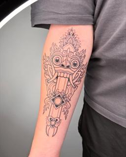 Tribal tribal dagger tattoo by @nevermind.tattoos