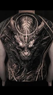 Realism demonic dragon tattoo by @kazin_tattooer