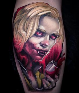 Realism vampire woman tattoo by @kellydotylovessoup