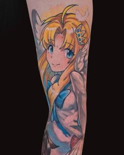 Anime anime angel tattoo by @kirstentattoos