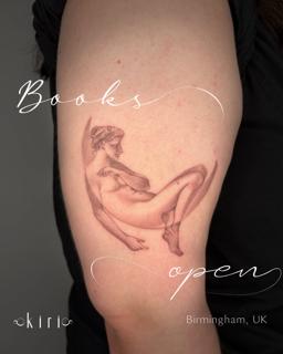 Fine line classical figure tattoo by @kiri.vrs