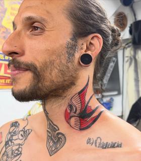 Traditional traditional swallow tattoo by @lalhardy