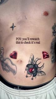 Realism beetle with gems tattoo by @leannefate