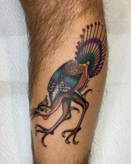 Traditional decorative bird tattoo by @no.karate.in.the.pit