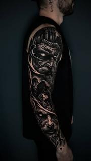 Realism mythological figures tattoo by @ozkotattooart