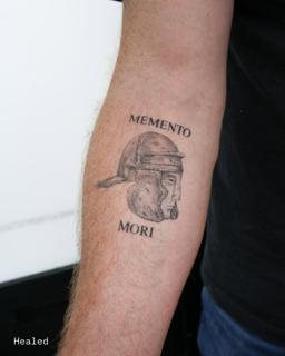 Realism roman soldier tattoo by @libertyctattoo