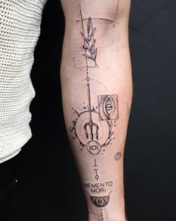 Geometric geometric trident tattoo by @libertyctattoo