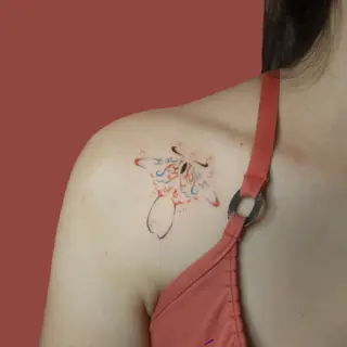 Fine line abstract butterfly tattoo by @tatts_n_tonic