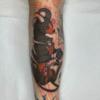 Anime cartoon creature tattoo by @myboo_tattoo
