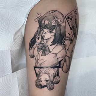Anime anime girl tattoo by @myboo_tattoo