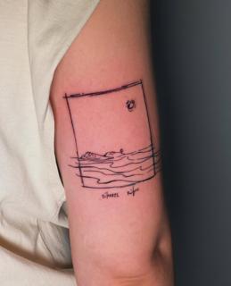 Fine line minimalist seascape tattoo by @mattylism