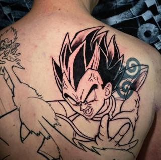 Anime vegeta portrait tattoo by @matty_nate_tattoos