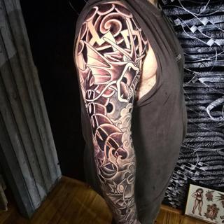 Japanese illustrative gyarados dragon tattoo by @matty_nate_tattoos