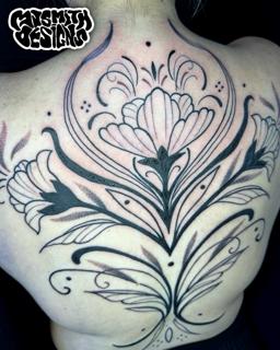 Ornamental floral ornament tattoo by @mjsmith_designs