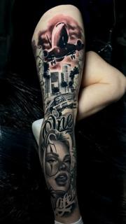 Chicano chicano urban scene tattoo by @michal_zak_tattoo