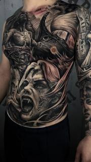 Realism viking warrior tattoo by @miketattoo1320