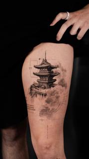 Realism pagoda tattoo by @minaltt